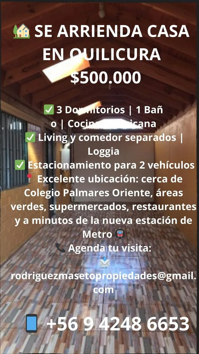 Arriendo de Casa en Quilicura, Estadio Chile