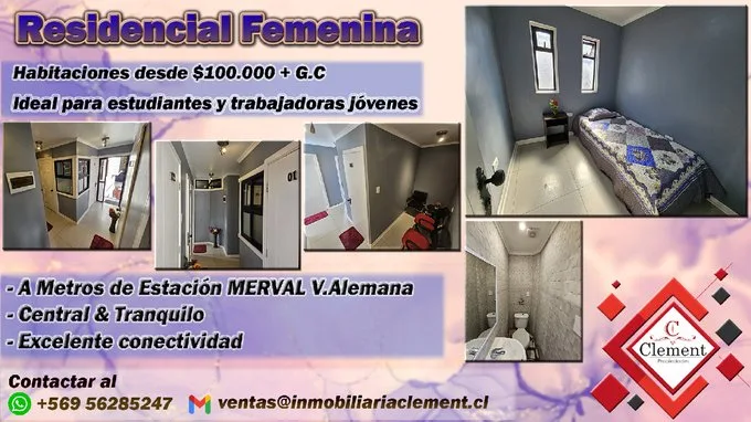 Arriendo de Hotel en Villa Alemana, Residencial Femenina Almte. Latorre 458