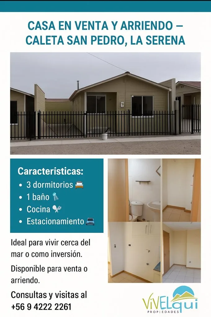 Arriendo de Casa en La Serena, Caleta San Pedro