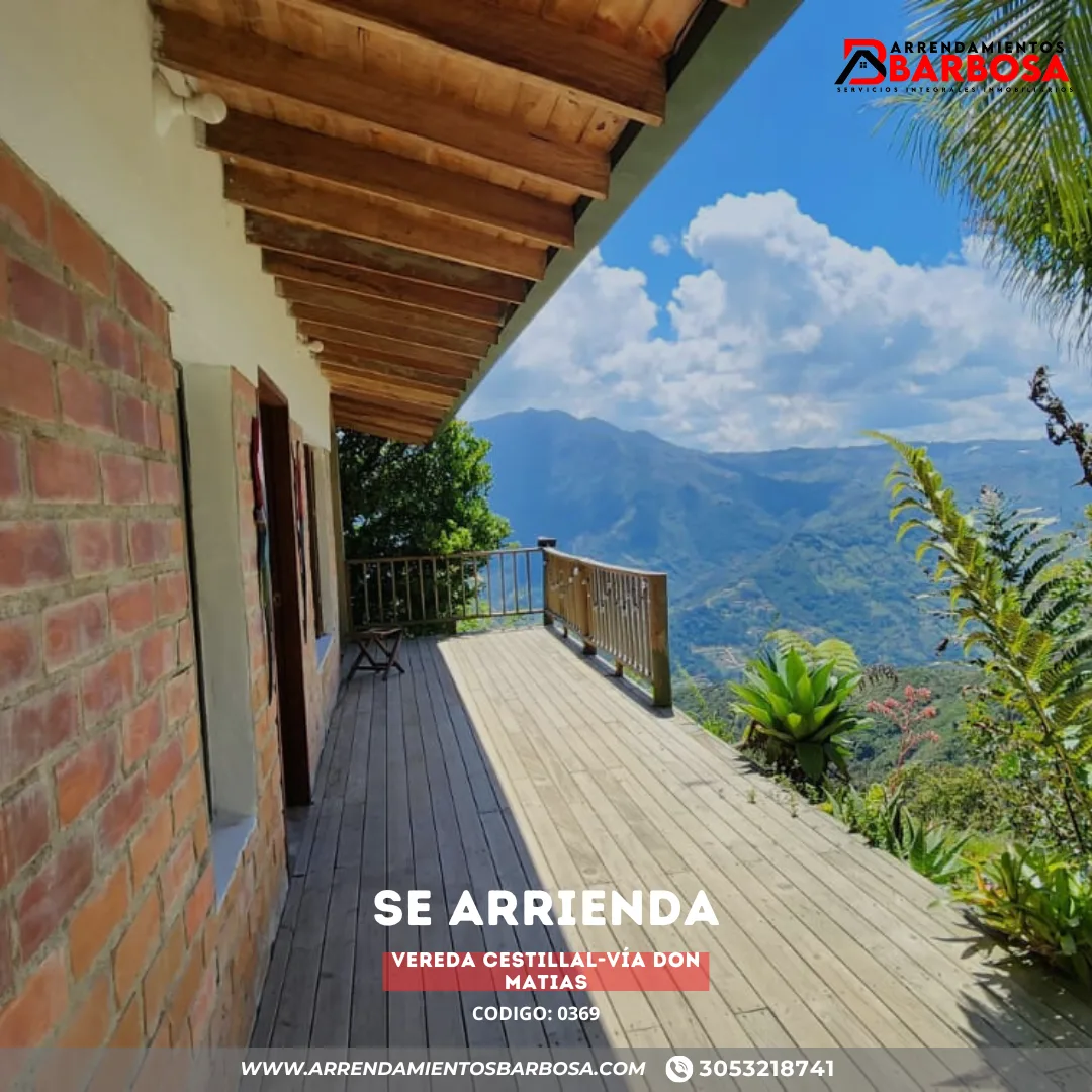 Casa Campestre en arriendo en Cestillal, Barbosa