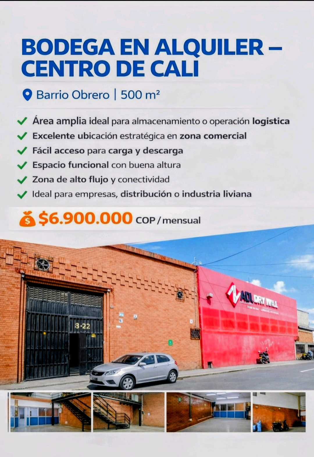 bodega para alquilar centro de cali barrio obrero 500 M2 estrato 2