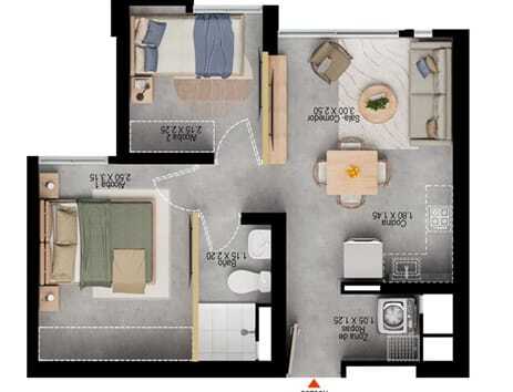 Apartamento acogedor de 2 habitaciones, En Buenavista Living. Ambiente tranquilo.