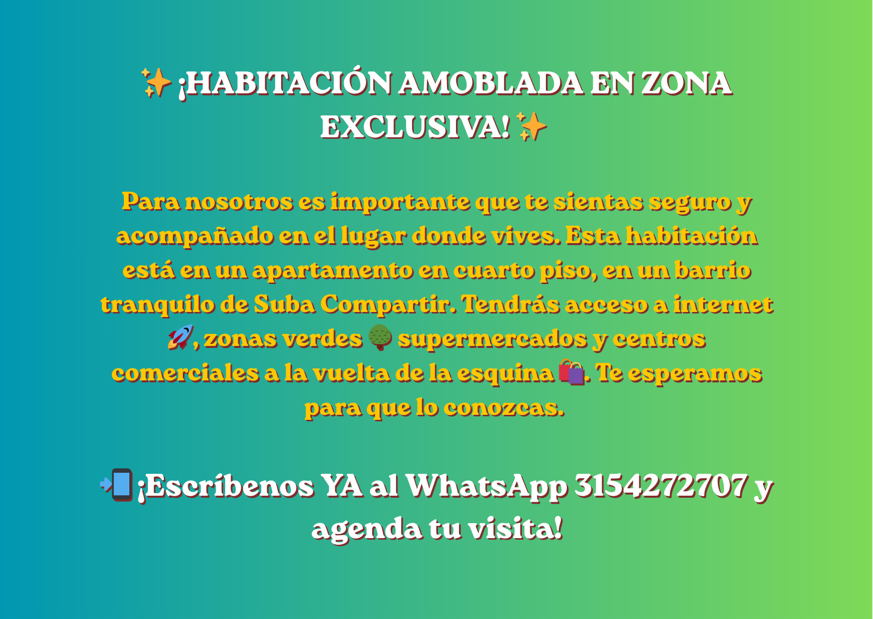✨ ¡HABITACIÓN AMOBLADA EN ZONA EXCLUSIVA! ✨ (Suba Compartir)