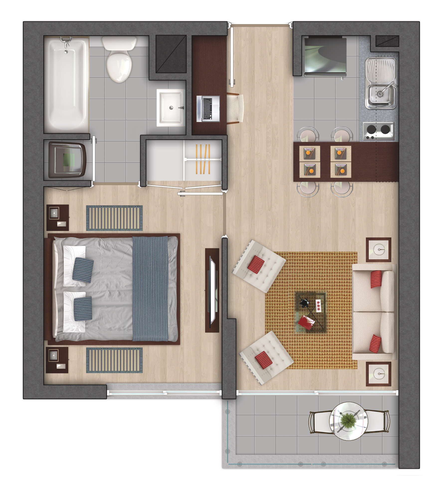 Departamento AMOBLADO 1D/1B a pasos del Mall y Metro Quilín, 450mil (6 meses minimo)