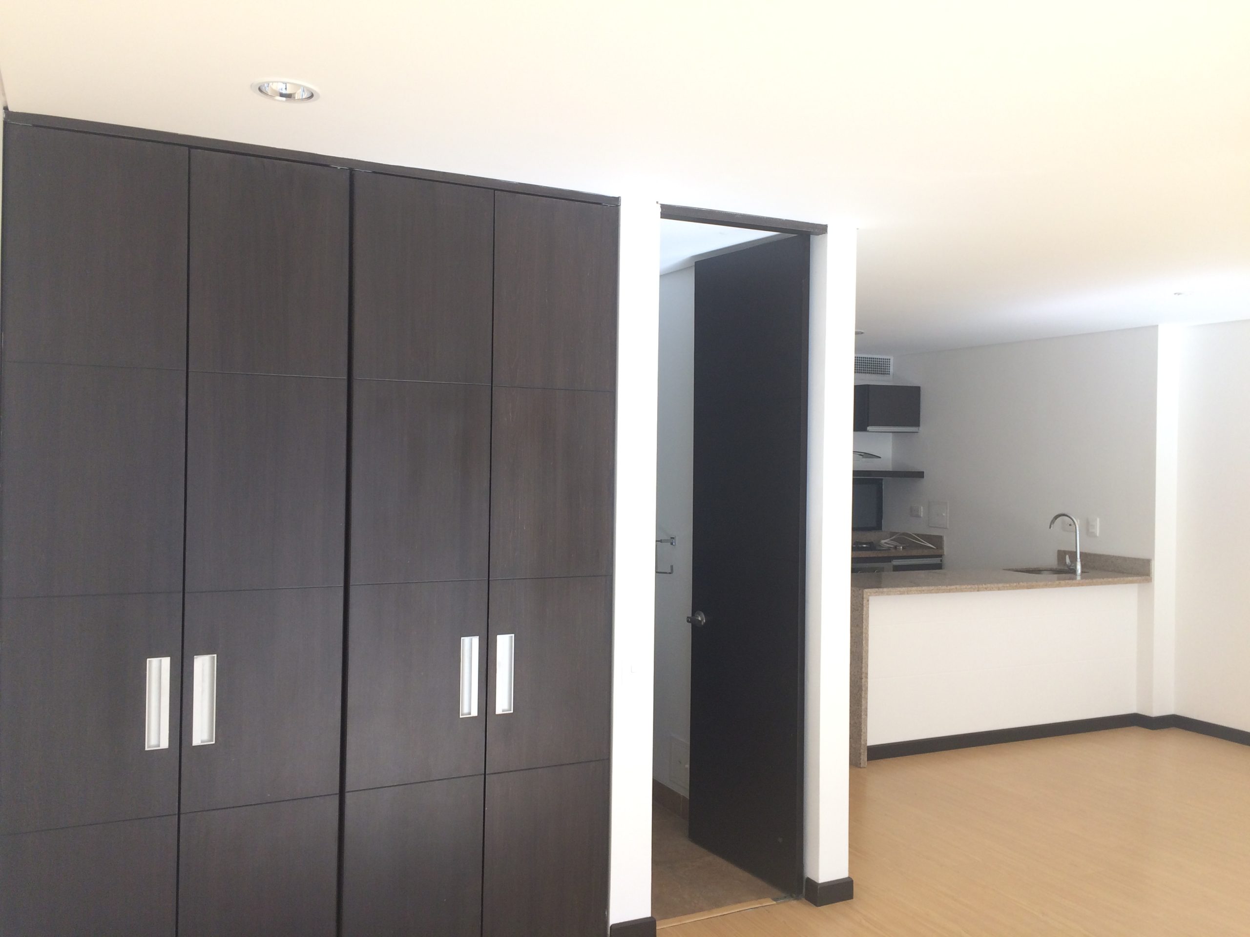 Amplio apartaestudio exterior con balcón y chimenea