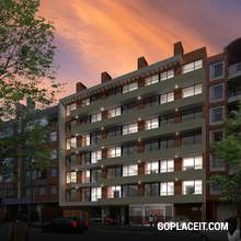 Amplio apartaestudio exterior con balcón y chimenea