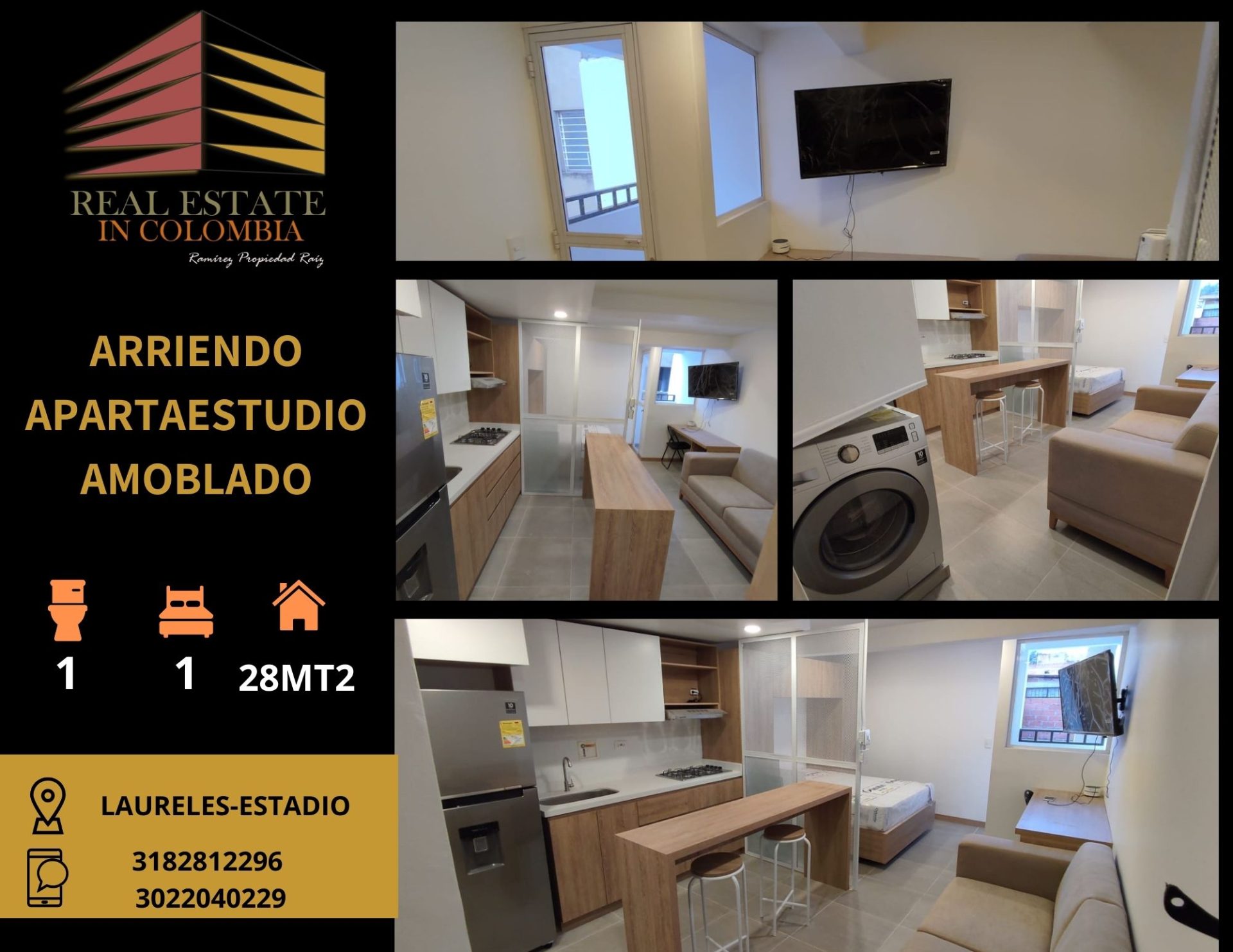 Apartaestudio Amoblado en Arriendo- Cerca del estadio y UPB