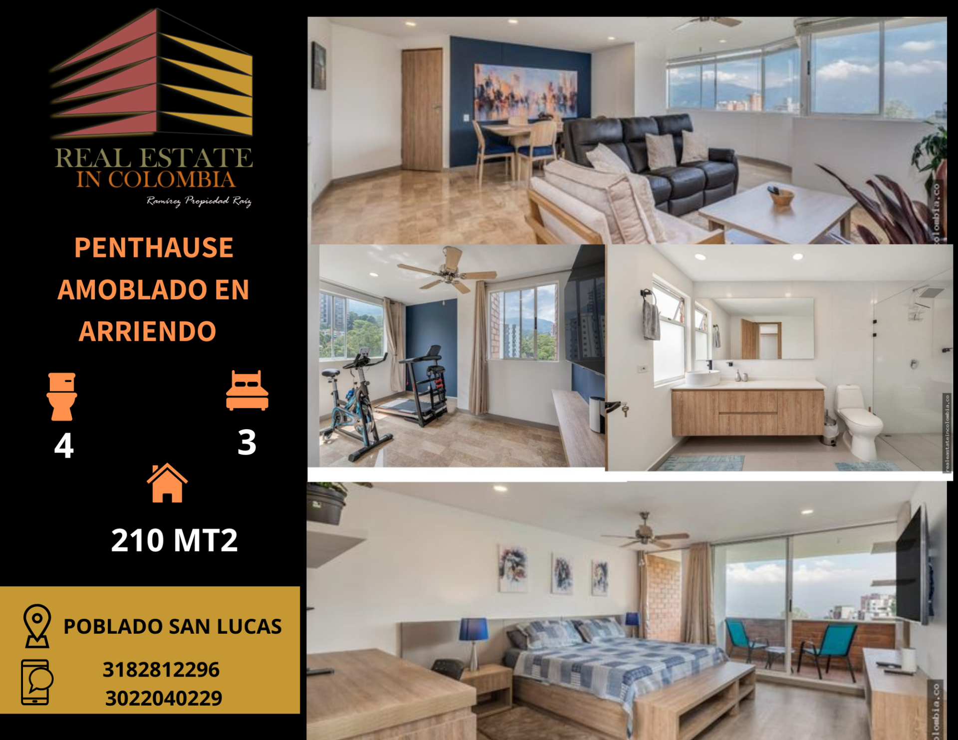 PENTHOUSE AMOBLADO EN ARRIENDO POBLADO SAN LUCAS