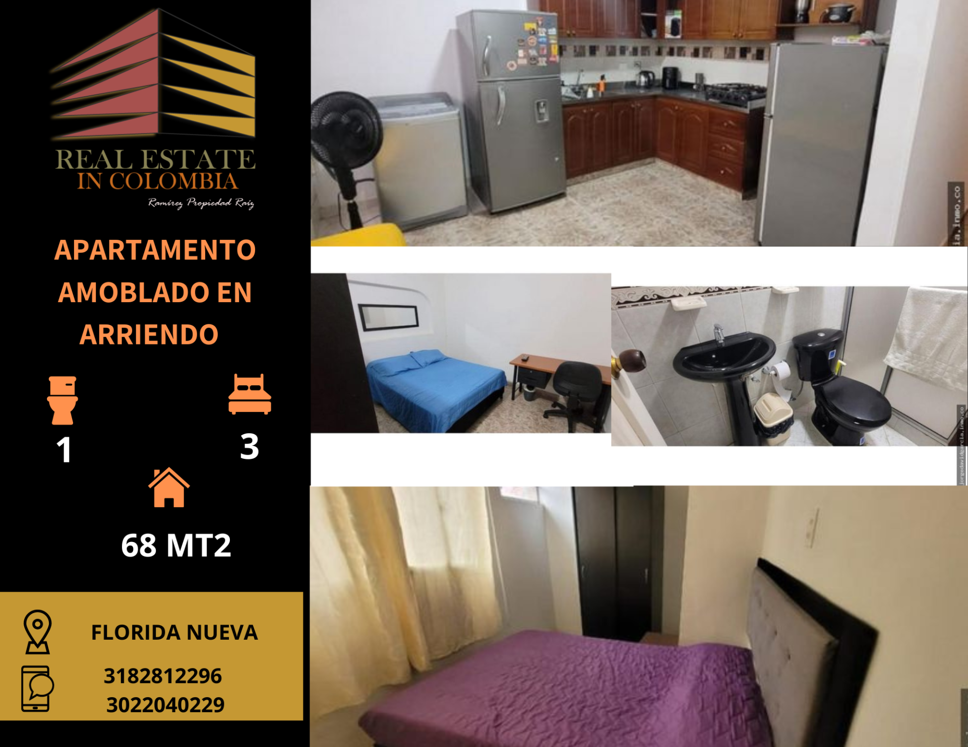 APARTAMENTO AMOBLADO EN ARRIENDO FLORIDA NUEVA, CERCA DE LA 70