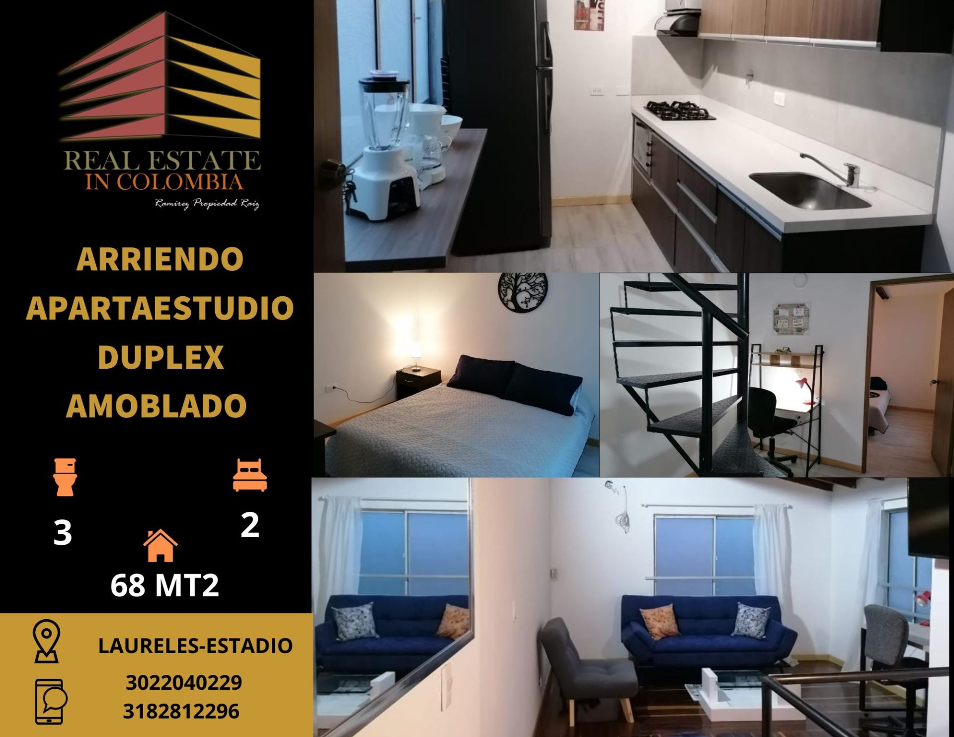 APARTAMENTO DÚPLEX AMOBLADO EN ARRIENDO-CERCA DE LA 70