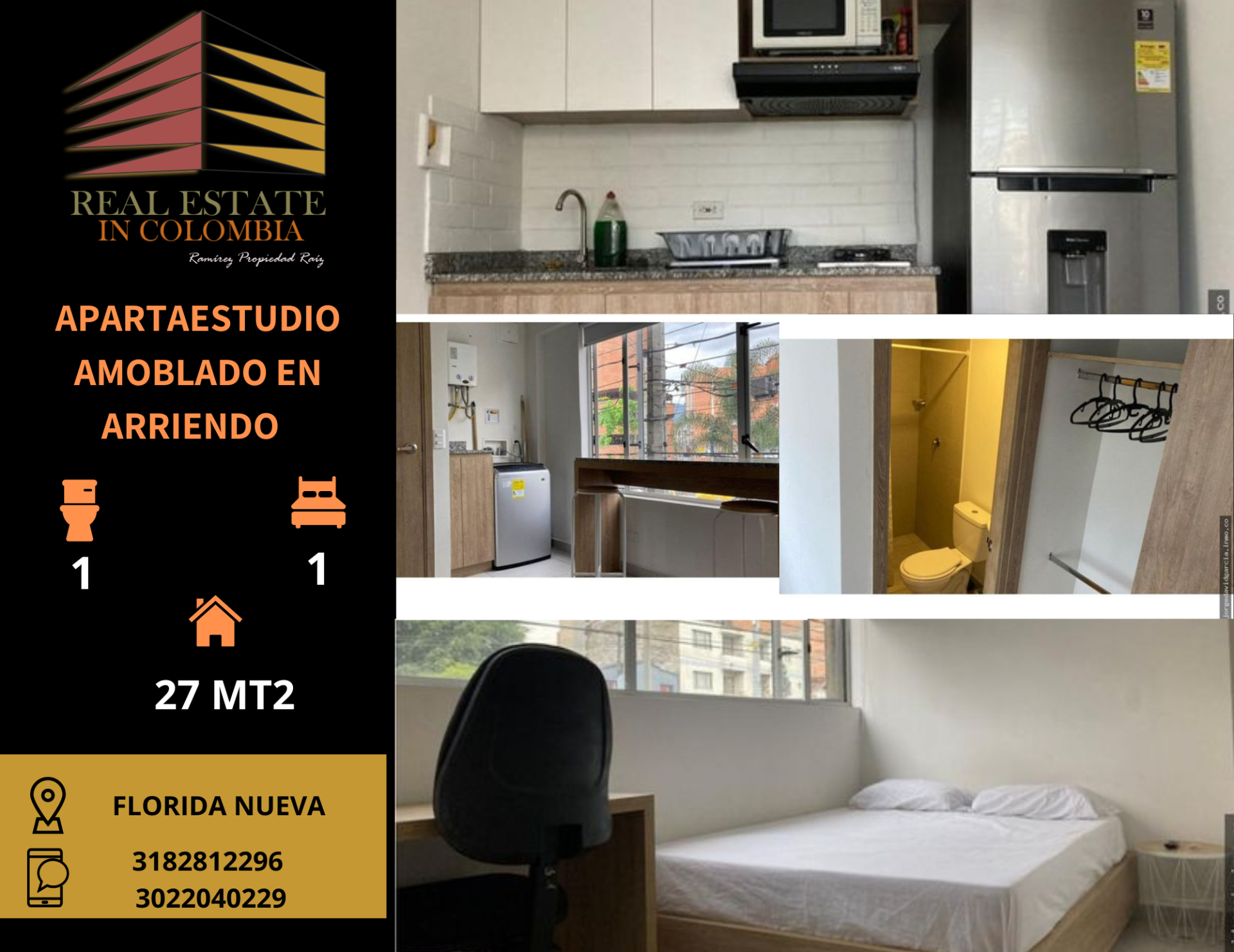 APARTAESTUDIO AMOBLADO EN ARRIENDO EN FLORIDA NUEVA CERCA DE LA 70